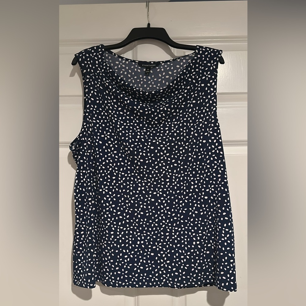 41 Hawthorn Navy White Dot Sleeveless Tank (Stitch Fix)